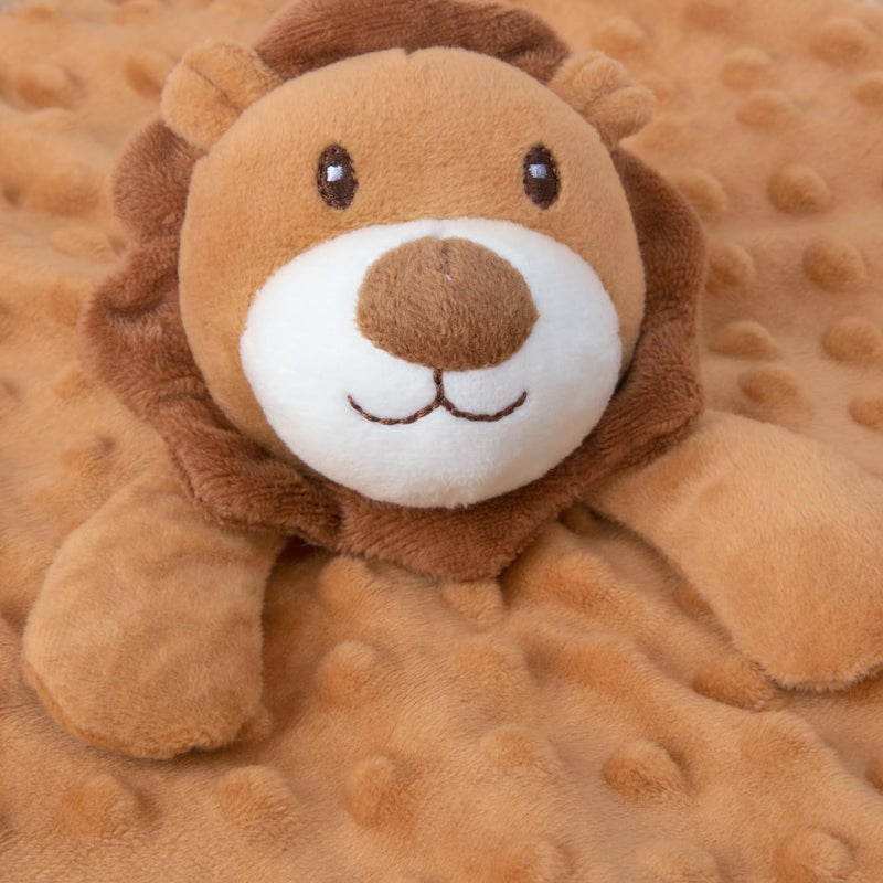 BEILIMU Baby Security Blanket Lion Soft Minky Dot Fabric with Silky Satin Backing Snuggle Toy Animal Blanket for Infant and Toddler Brown 13.5 Inch - Image 2